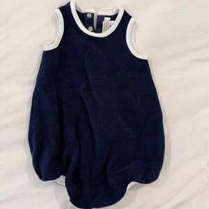 The Beaufort Bonnet Company Navy Terry Cloth Romper with White Accents